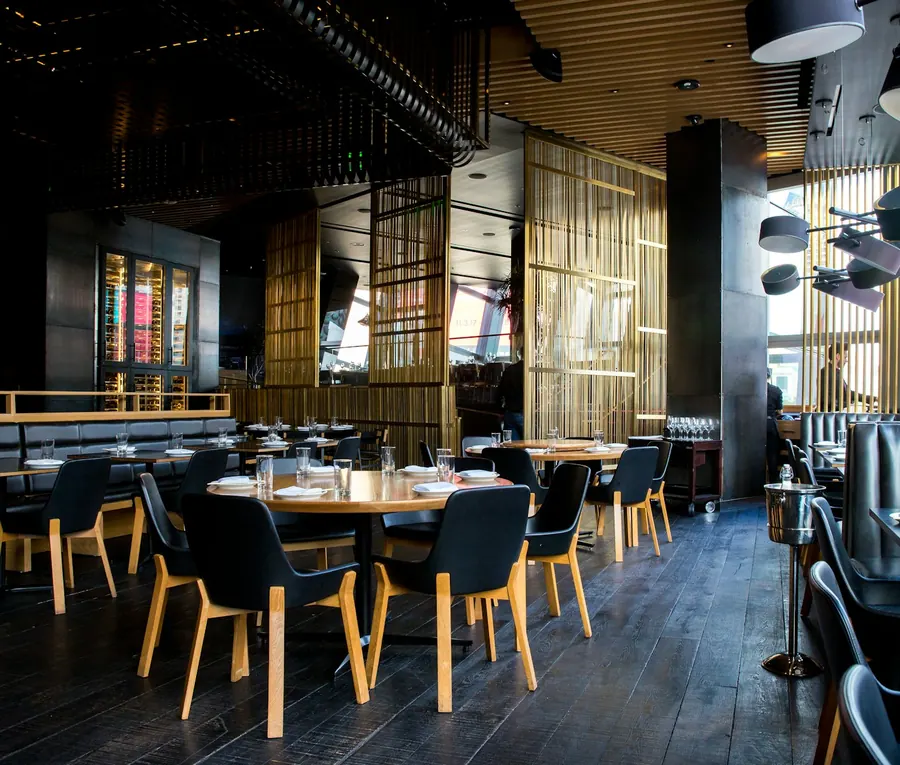 Warm interior of a small neighborhood restaurant