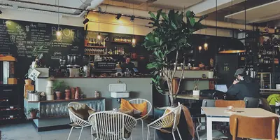 Cafe counter and point-of-sale area